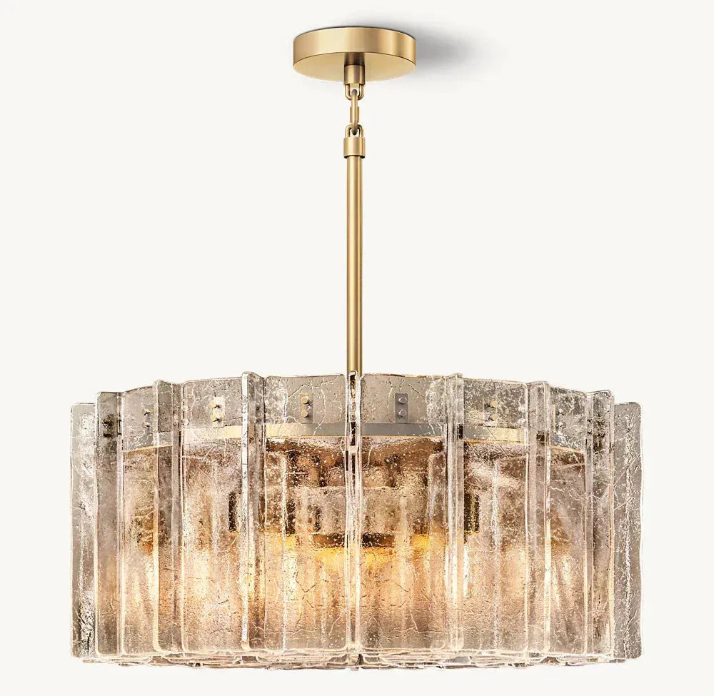LATTICE SMOKE GLASS ROUND CHANDELIER 37" - Grace Lamp