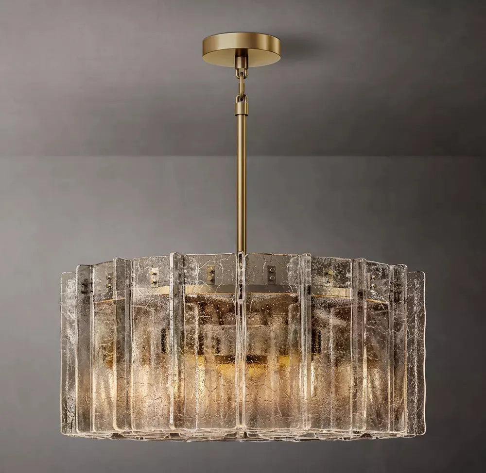 LATTICE SMOKE GLASS ROUND CHANDELIER 37" - Grace Lamp