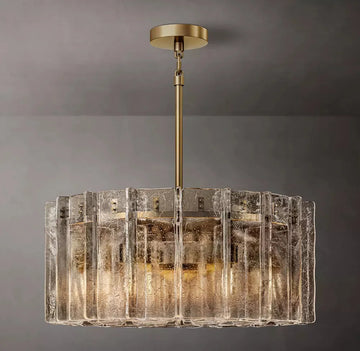 LATTICE SMOKE GLASS ROUND CHANDELIER 37" - Grace Lamp