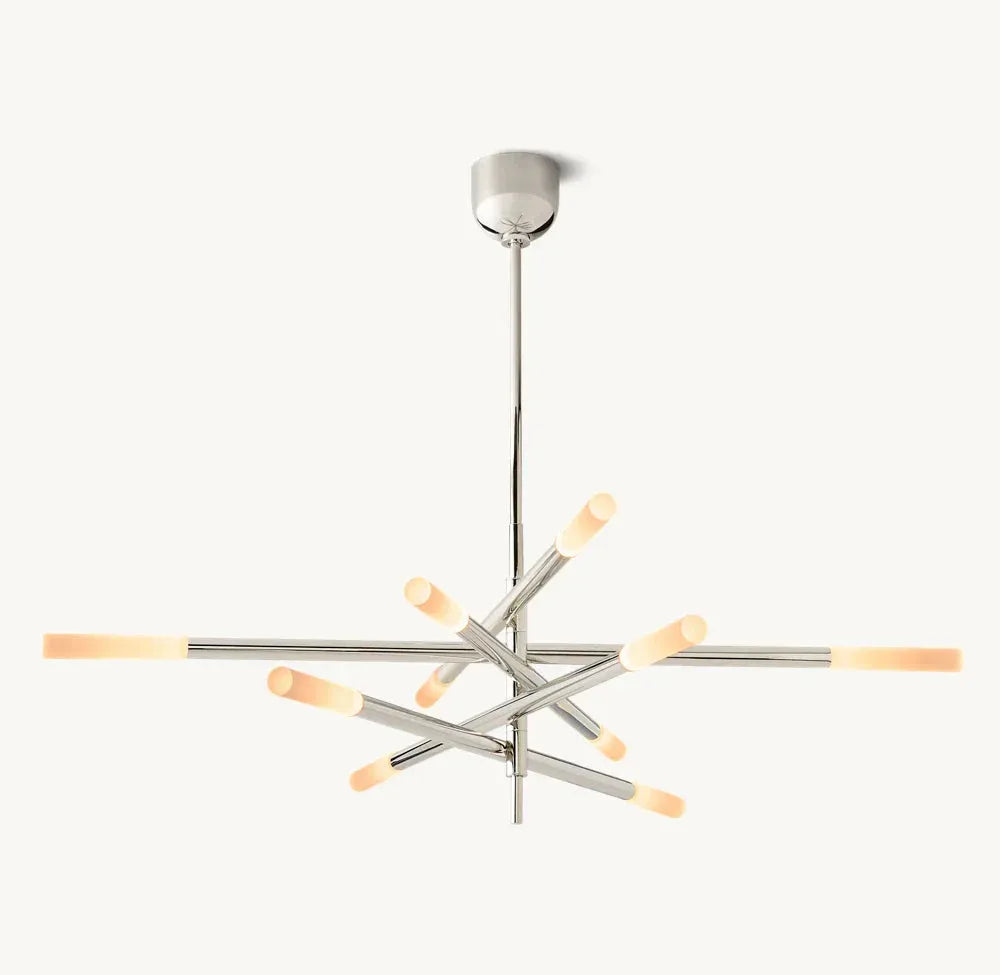 ROUSSEAU 10-LIGHT MOBILE ETCHED ROD CHANDELIER - Grace Lamp