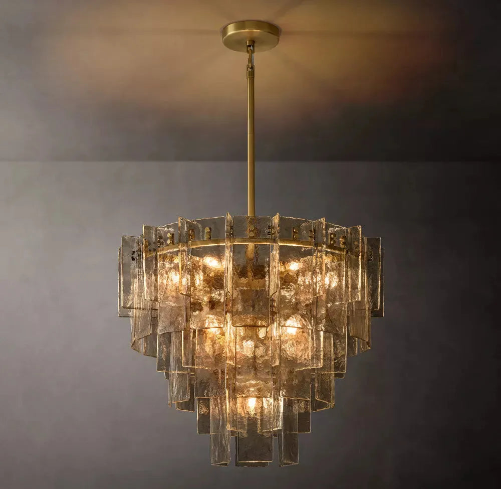 LATTICE SMOKE GLASS TIERED CHANDELIER 36" - Grace Lamp