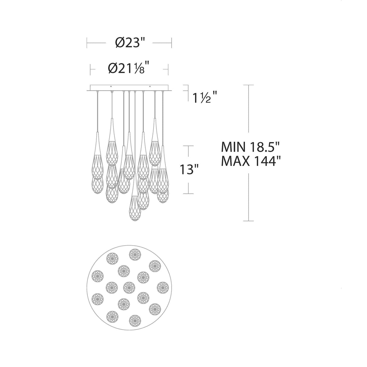 Hibiscas LED Multi Light Pendant Light - Grace Lamp