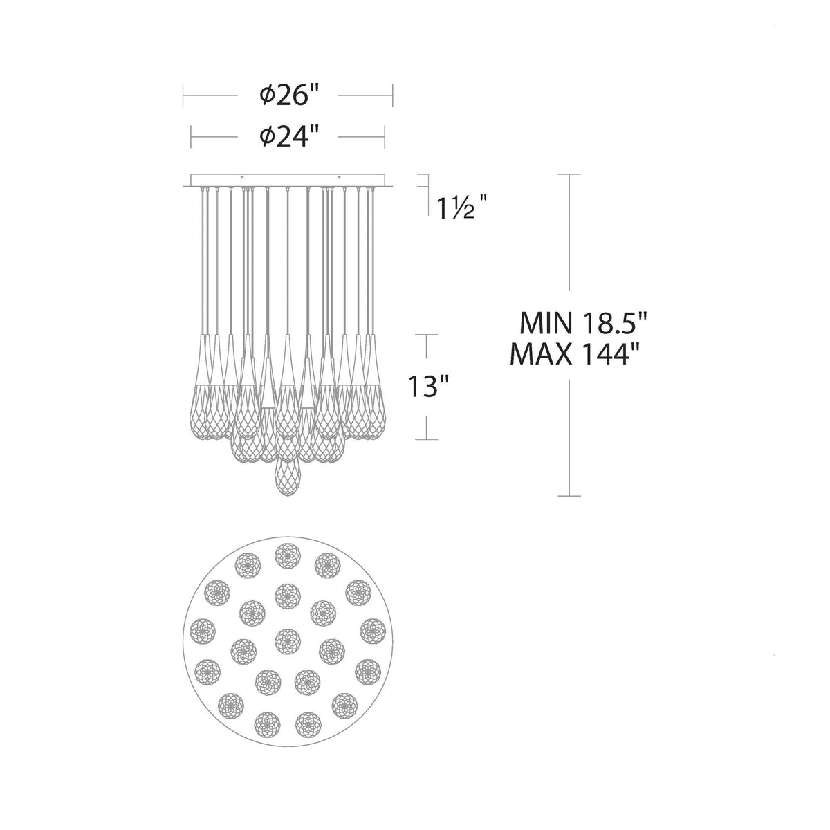 Hibiscas LED Multi Light Pendant Light - Grace Lamp