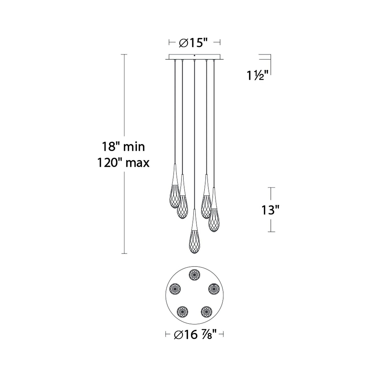 Hibiscas LED Multi Light Pendant Light - Grace Lamp