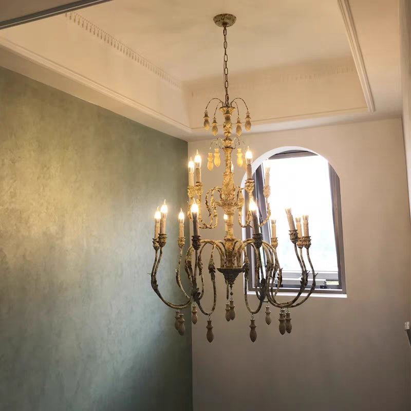 French Vintage Candle Chandelier for Living Room/Bedroom-Grace Lamp