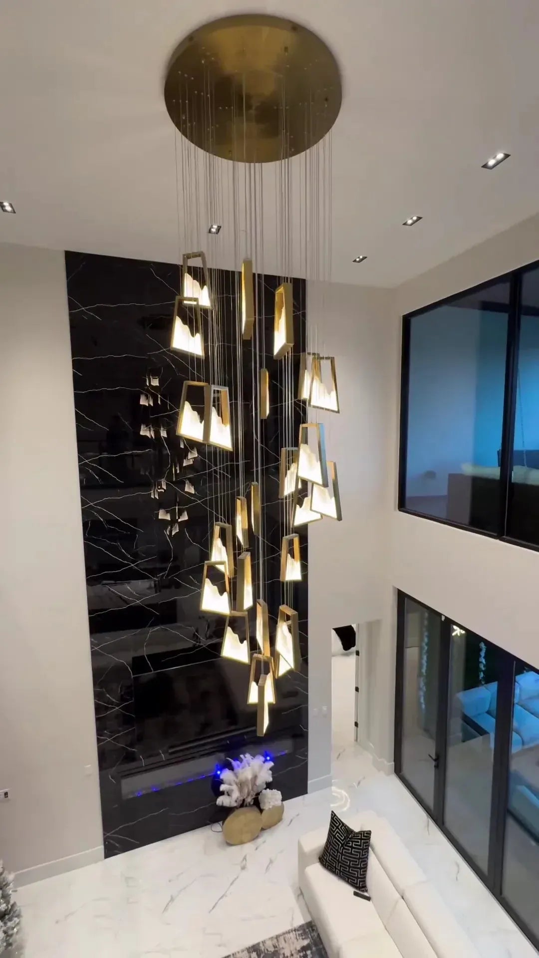 Modern Light Luxury Alabaster Chandelier in Gold Finish - Grace Lamp