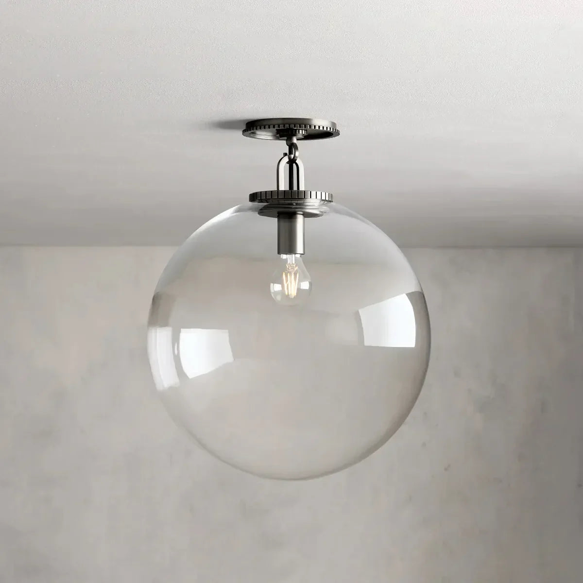 Wescott Globe Flush Mount Bronze Clear
