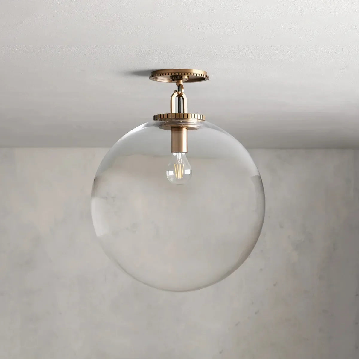 Wescott Globe Flush Mount Brass Clear